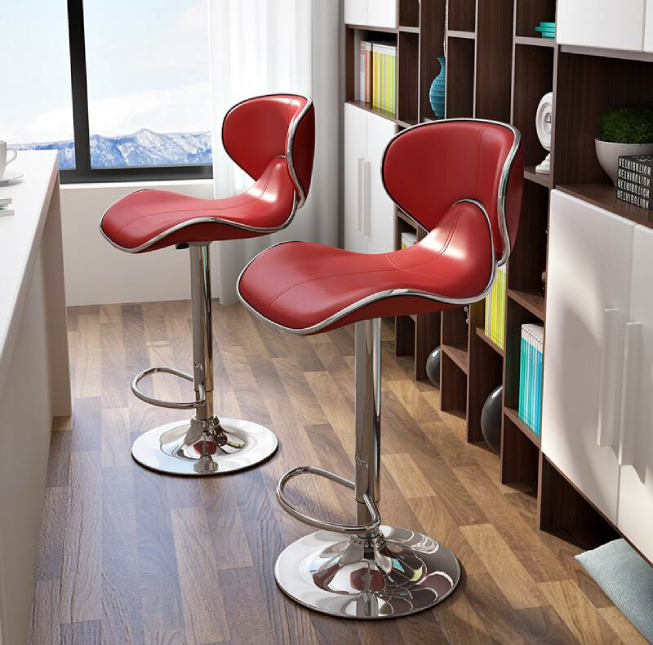 PU seat swivel metal leg bar chair